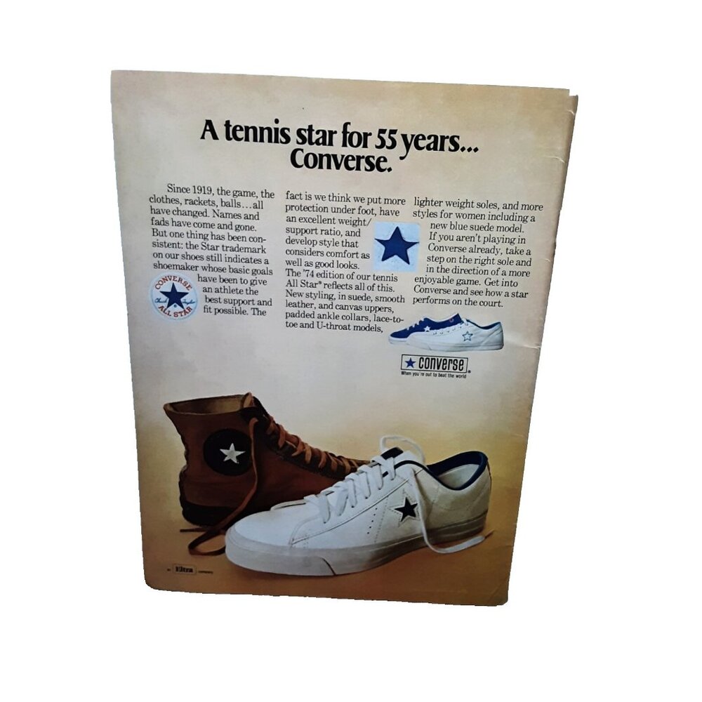 1974 Converse Shoes A Tennis Star for 55 Years Original Print Ad 70s